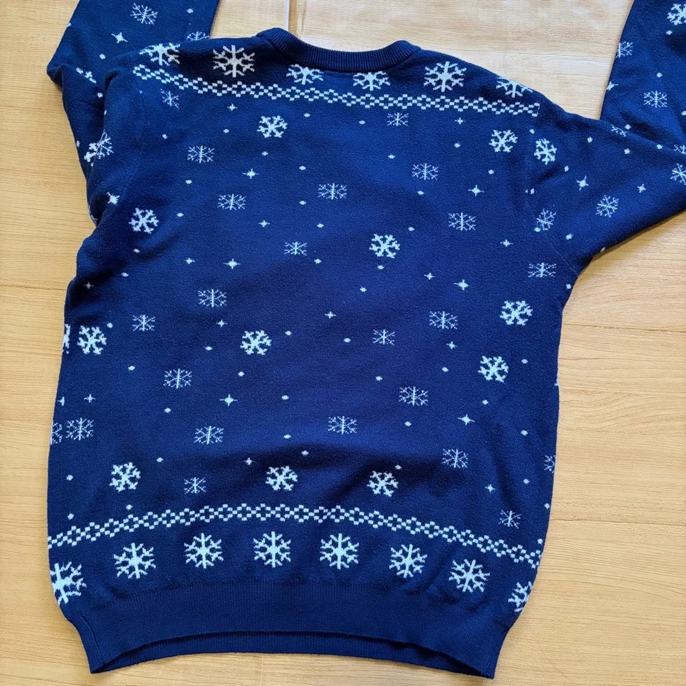 Boxlunch Winnie the Pooh Navy Blue Sweater with Snowflake Design - Picture 5 of 6